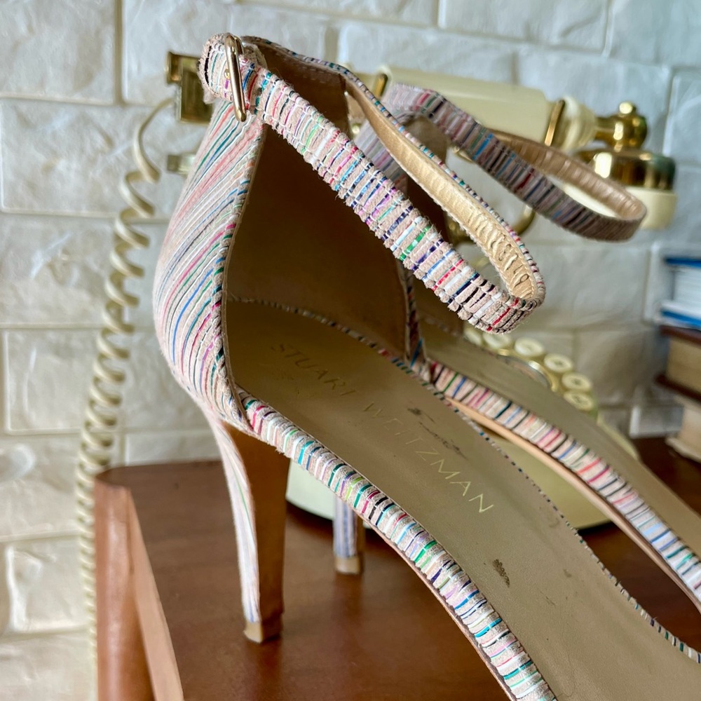 Stuart Weitzman Multicolor Suede Razzle Sandals Heels - Picture 5 of 16